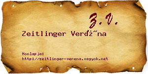 Zeitlinger Veréna névjegykártya